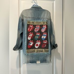 Custom Upcycled Rolling Stones Denim Jacket Shacket